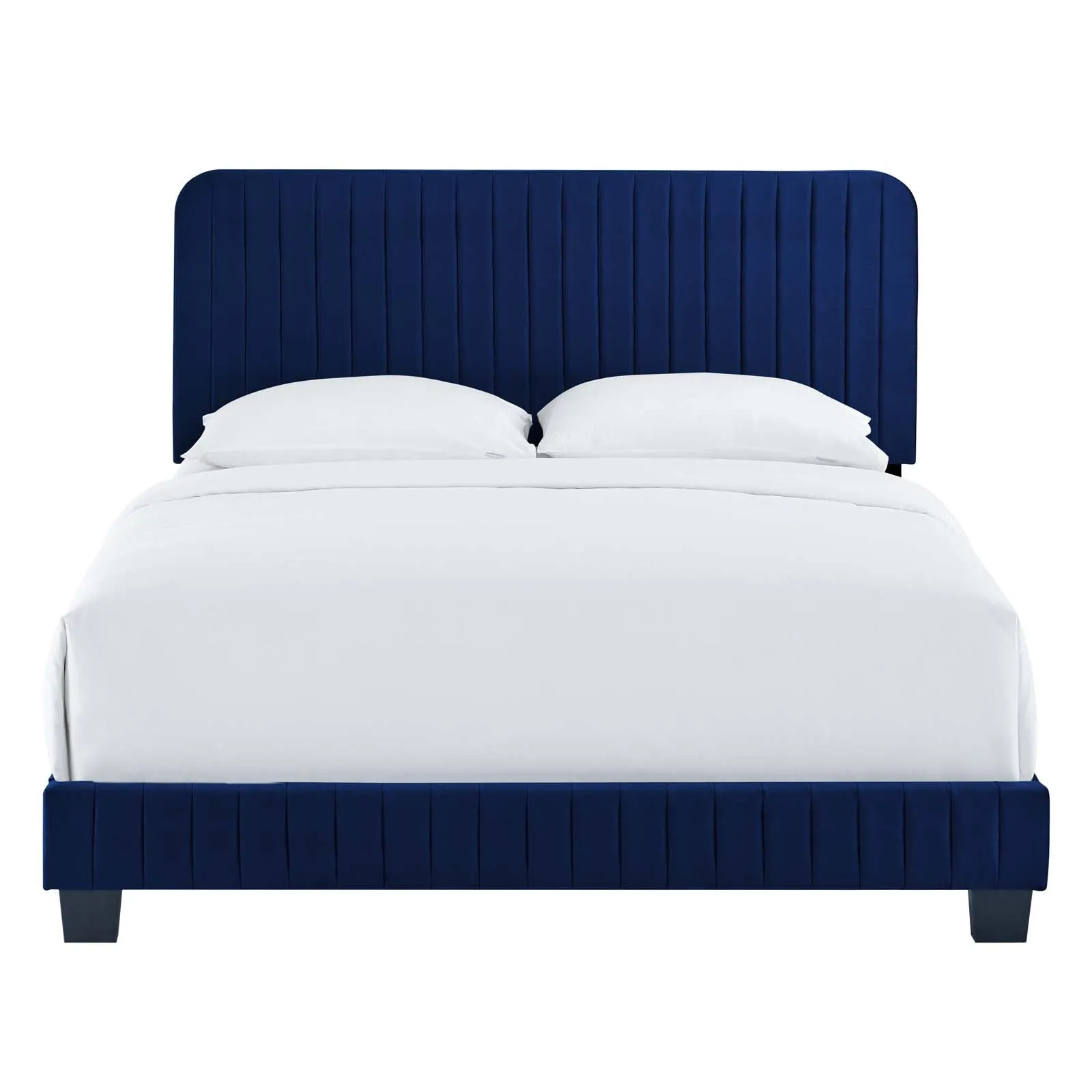 Celine Channel Tufted Performance Velvet King Platform Bed Navy MOD-6333-NAV