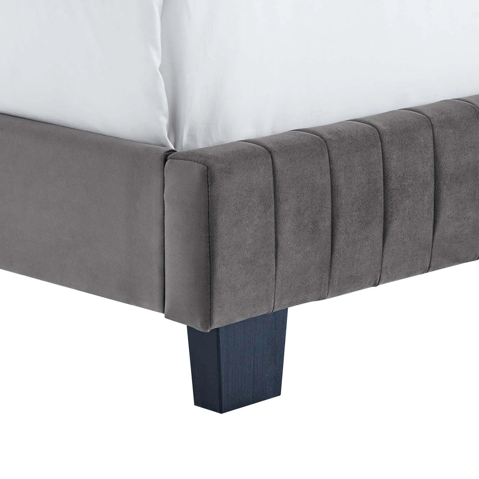 Celine Channel Tufted Performance Velvet Queen Bed Gray MOD-6330-GRY