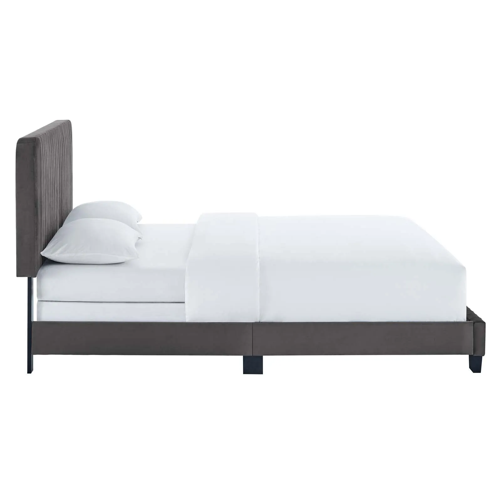 Celine Channel Tufted Performance Velvet Queen Bed Gray MOD-6330-GRY