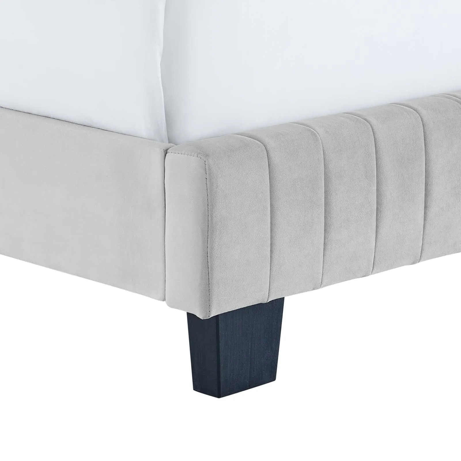 Celine Channel Tufted Performance Velvet Queen Bed Light Gray MOD-6330-LGR