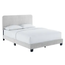 Celine Channel Tufted Performance Velvet Queen Platform Bed Light Gray MOD-6334-LGR