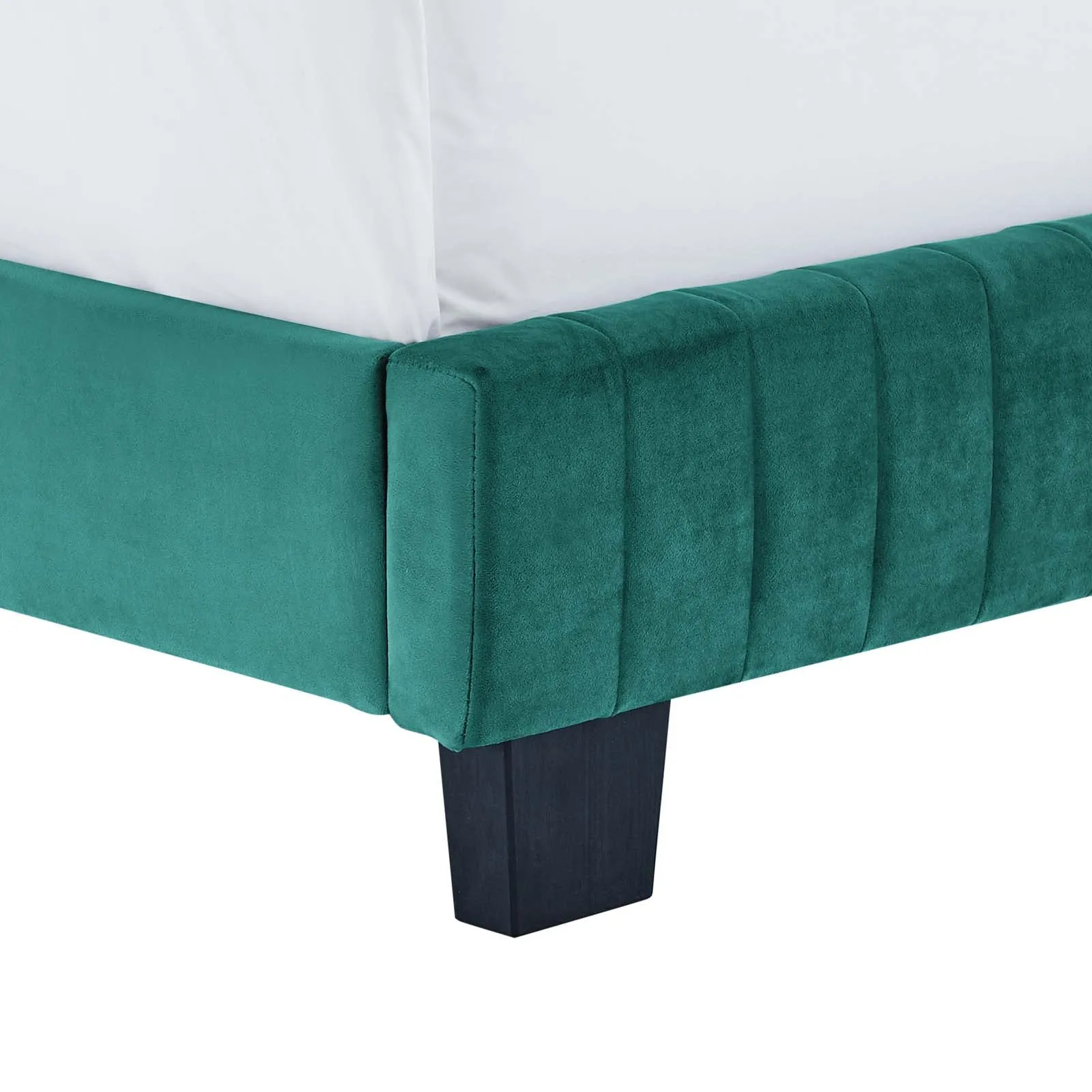 Celine Channel Tufted Performance Velvet Twin Bed Teal MOD-6332-TEA