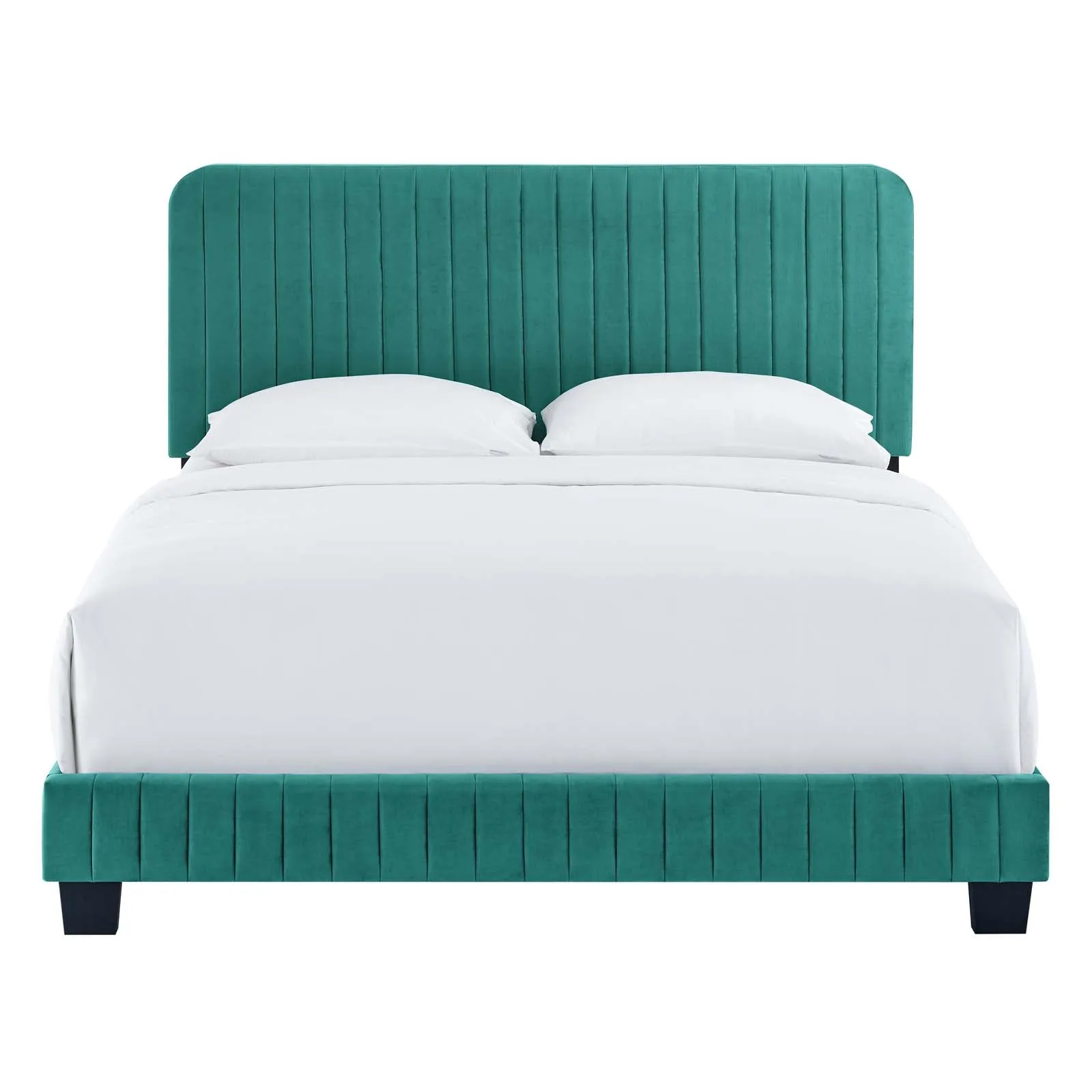 Celine Channel Tufted Performance Velvet Twin Bed Teal MOD-6332-TEA