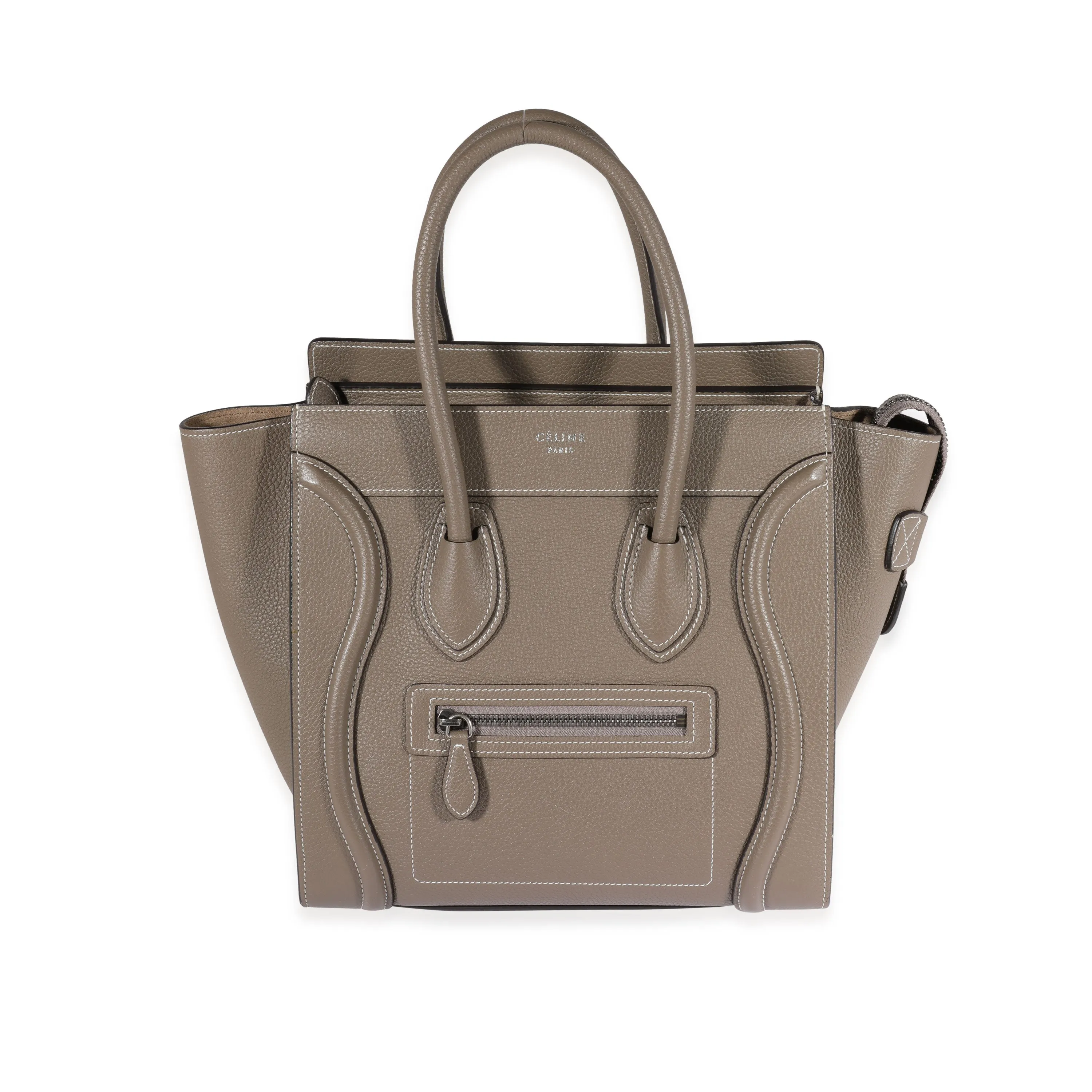 Celine Taupe Grained Calfskin Micro Luggage Tote