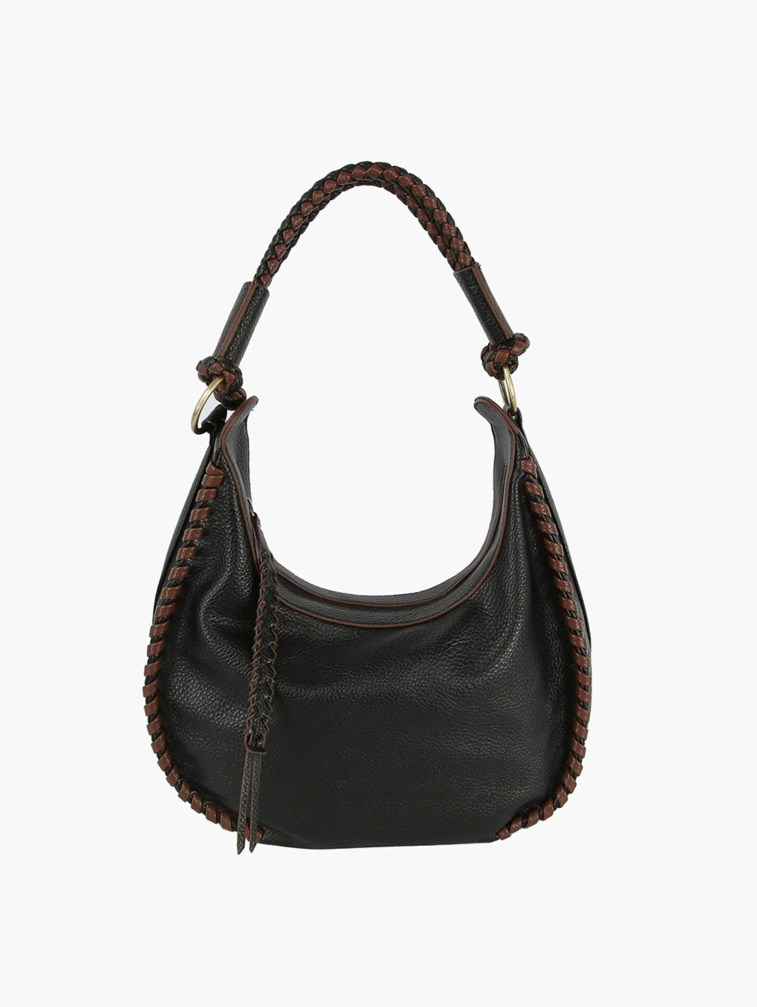 CMS049 Delia Whipstitch Hobo Shoulder Bag