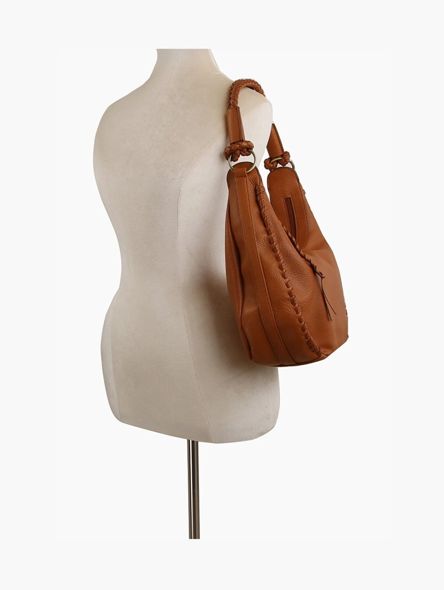 CMS049 Delia Whipstitch Hobo Shoulder Bag