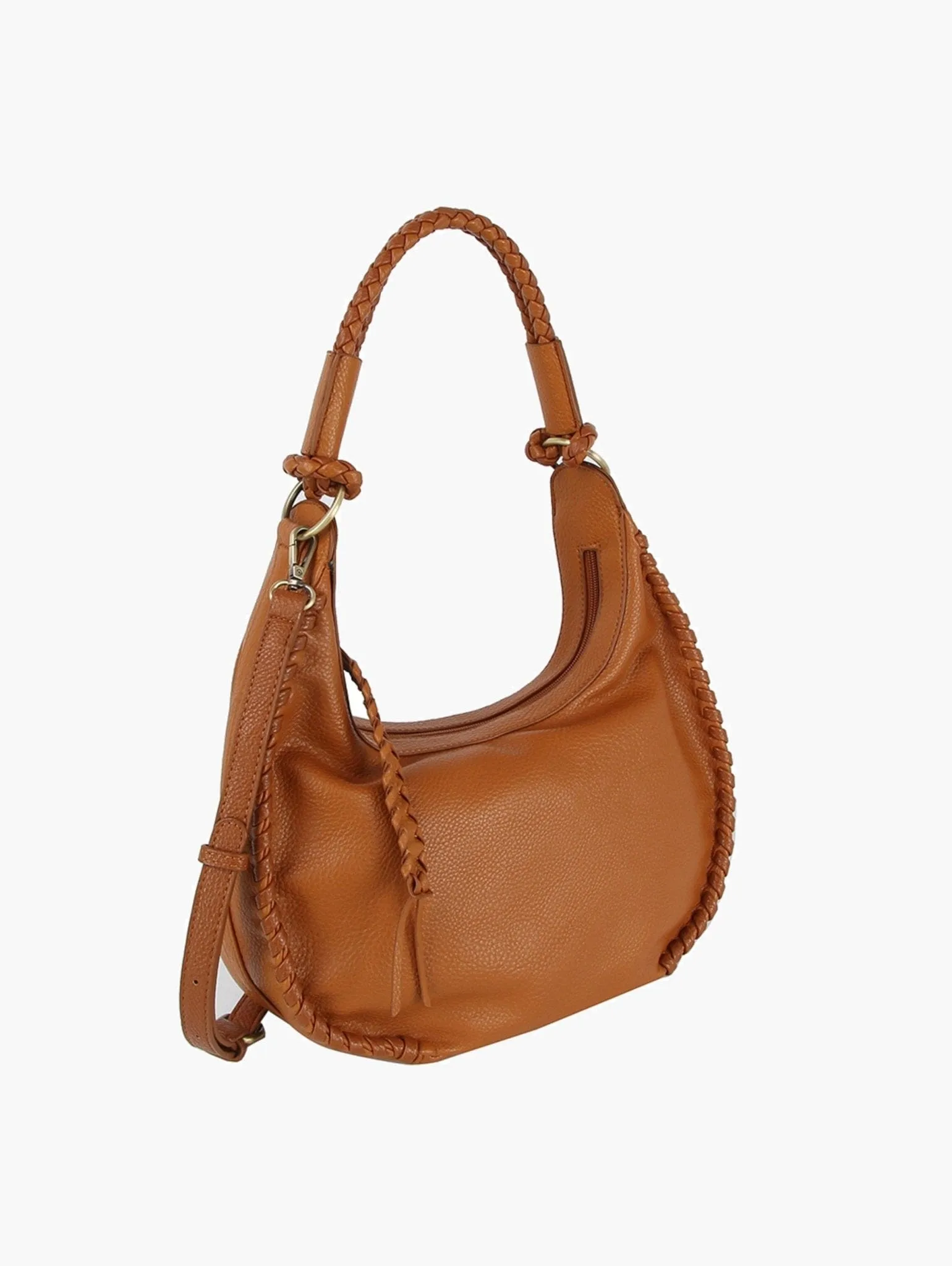 CMS049 Delia Whipstitch Hobo Shoulder Bag