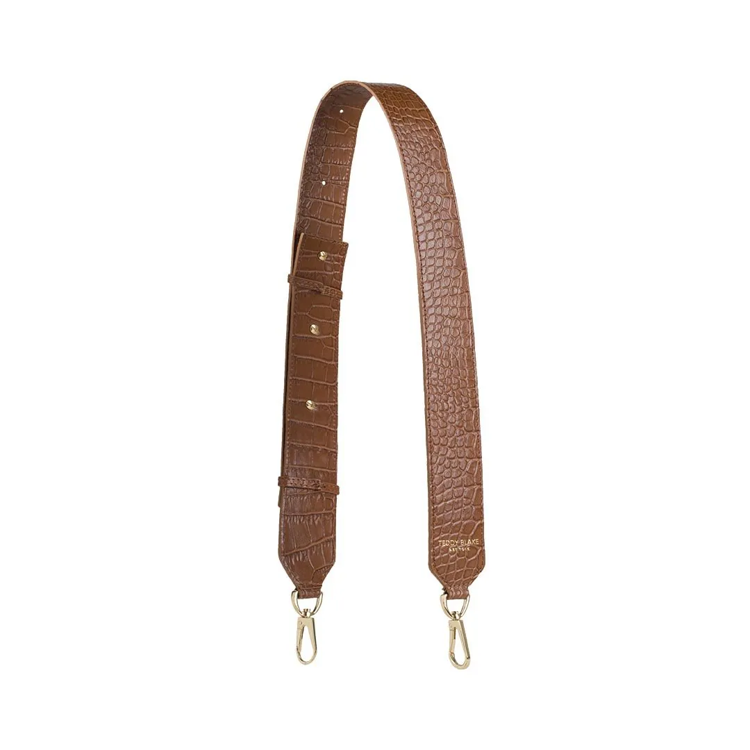 Croco Leather Wide Strap - Camel Brown