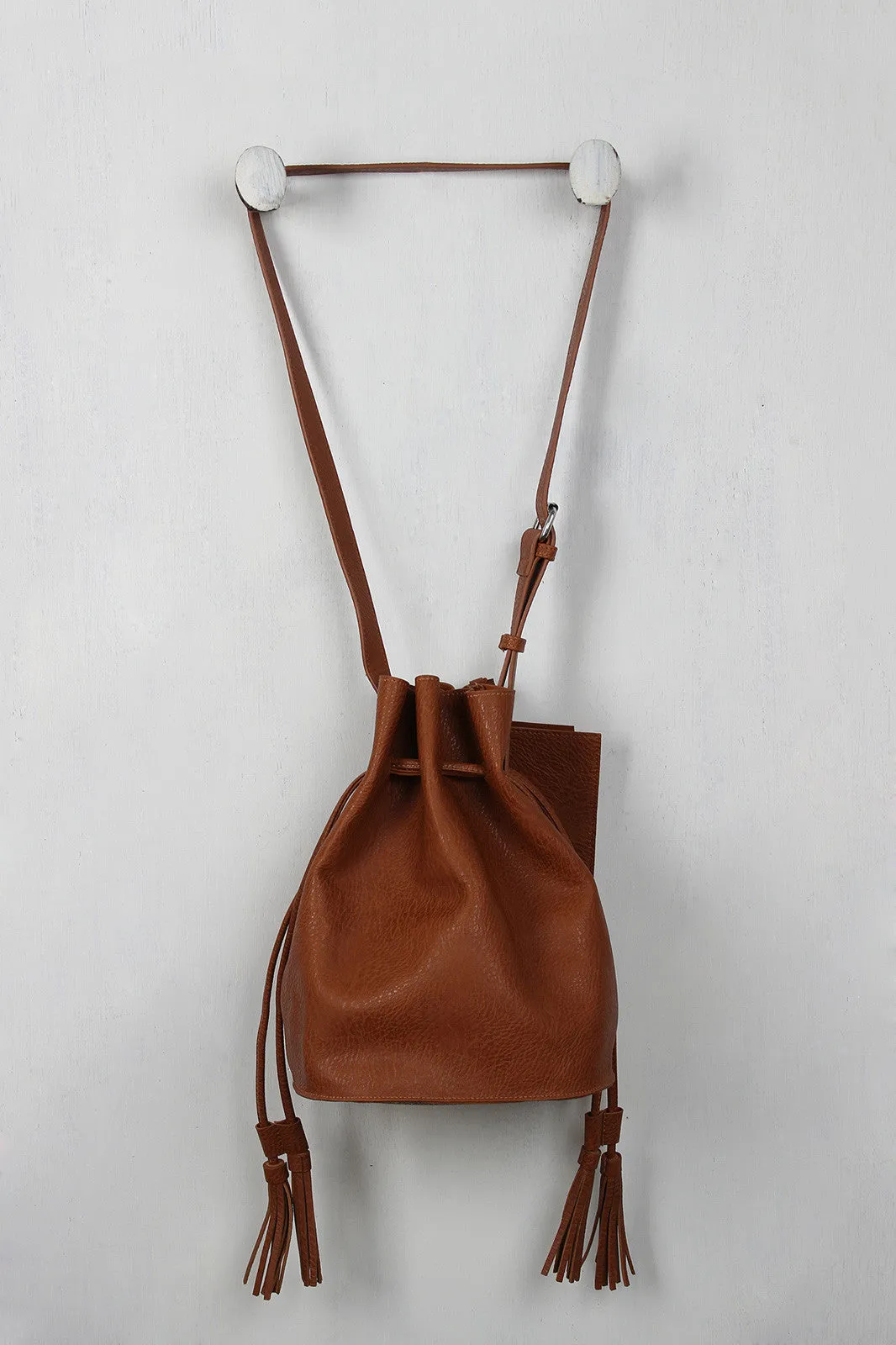 Double Tassel Drawstring Bucket Bag