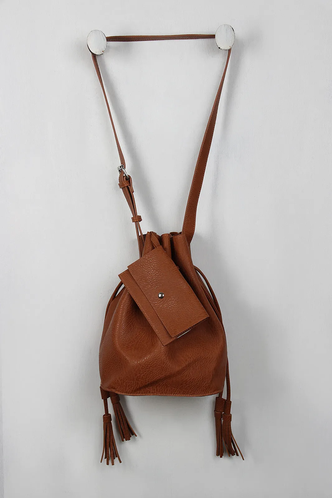 Double Tassel Drawstring Bucket Bag