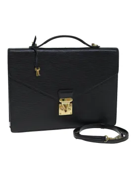 Epi Leather Porte Documents Bandouliere Briefcase with Shoulder Strap and Keys