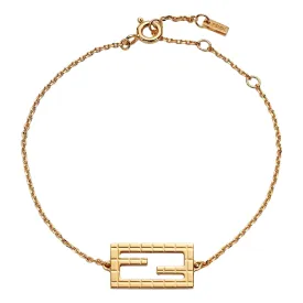 Fendi Baguette Logo Bracelet Gold Metal Adjustable Chain Medium