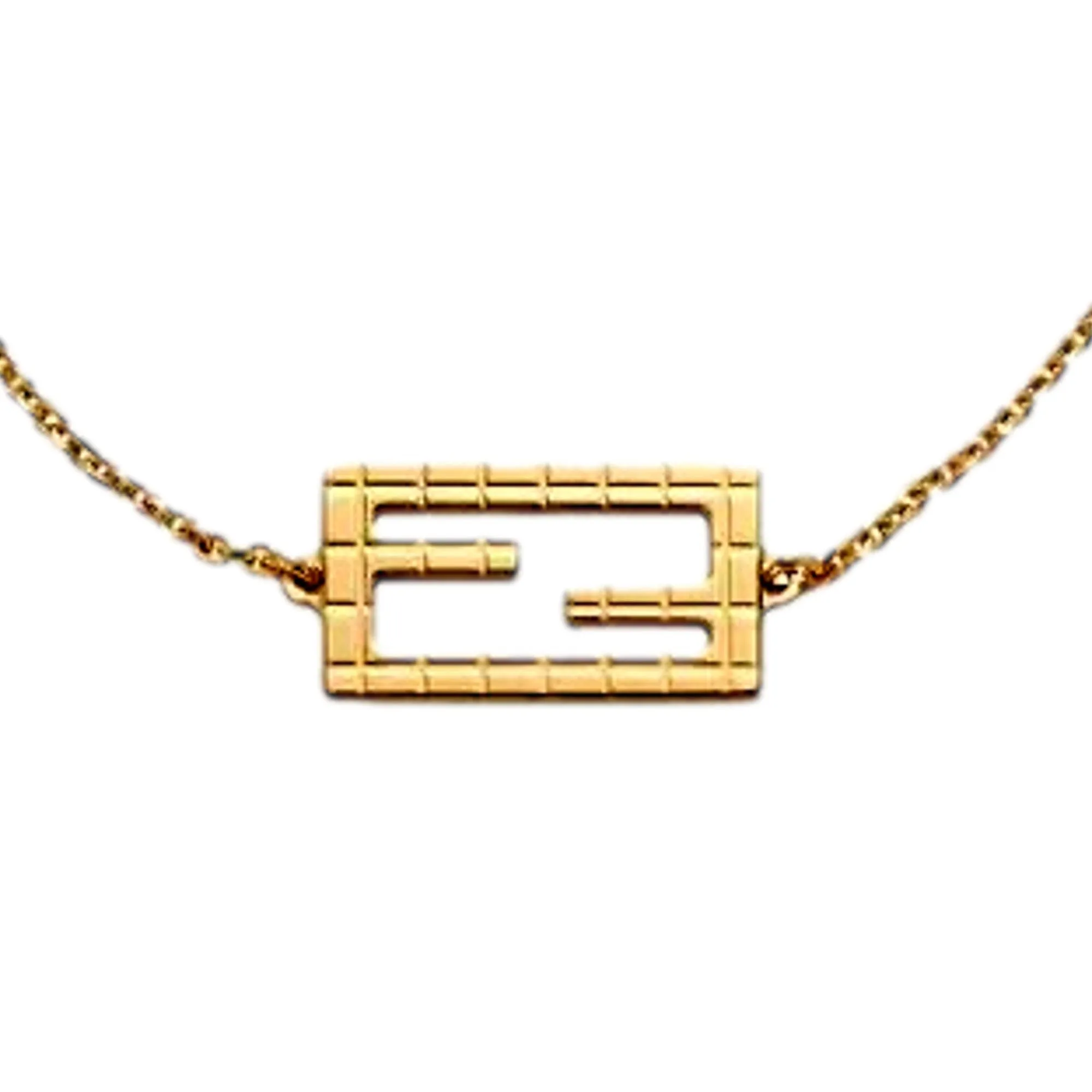 Fendi Baguette Logo Bracelet Gold Metal Adjustable Chain Medium