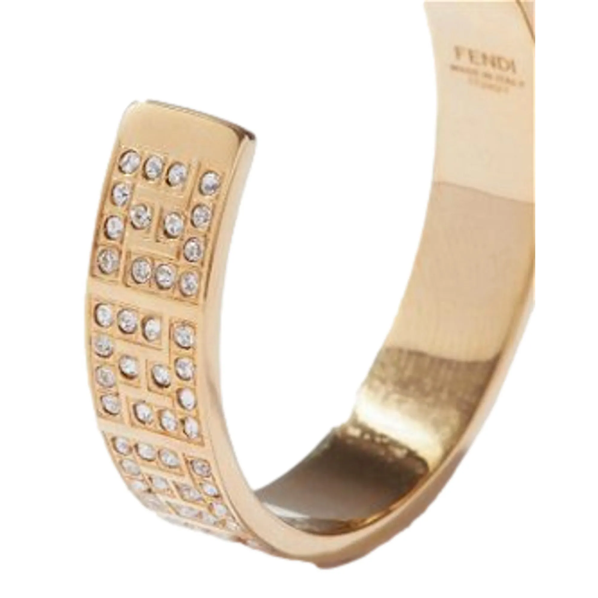 Fendi FF Crystal Embellished Gold Hoop Earrings