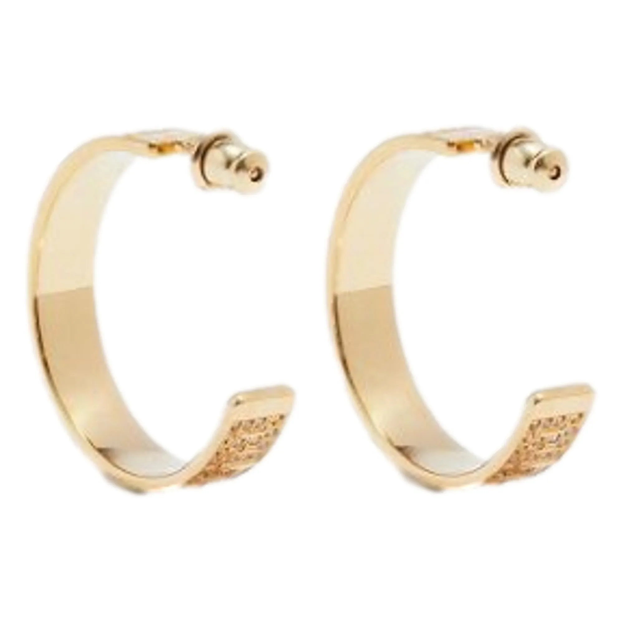 Fendi FF Crystal Embellished Gold Hoop Earrings