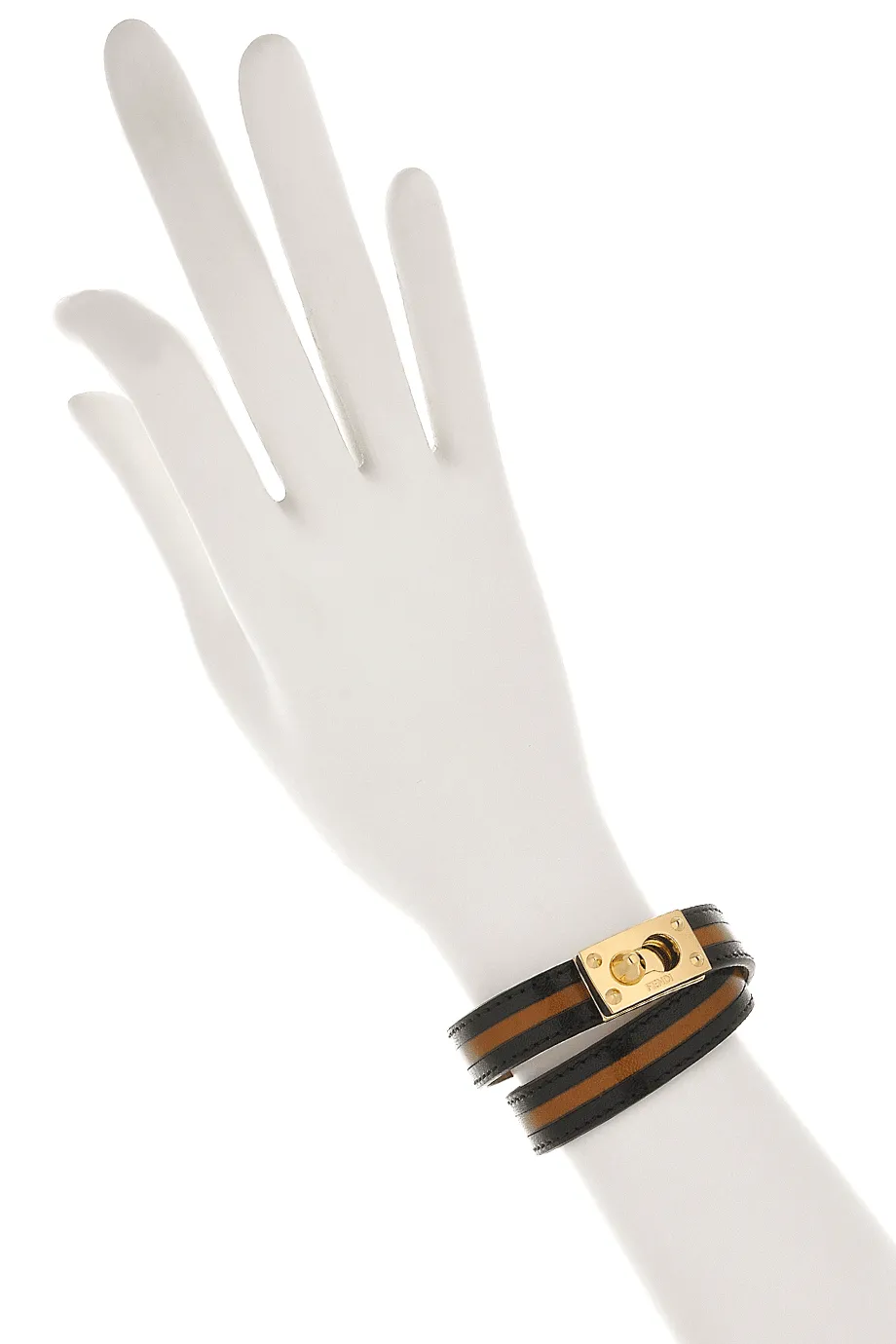 FENDI GOLDMINE Regimental Leather Bracelet