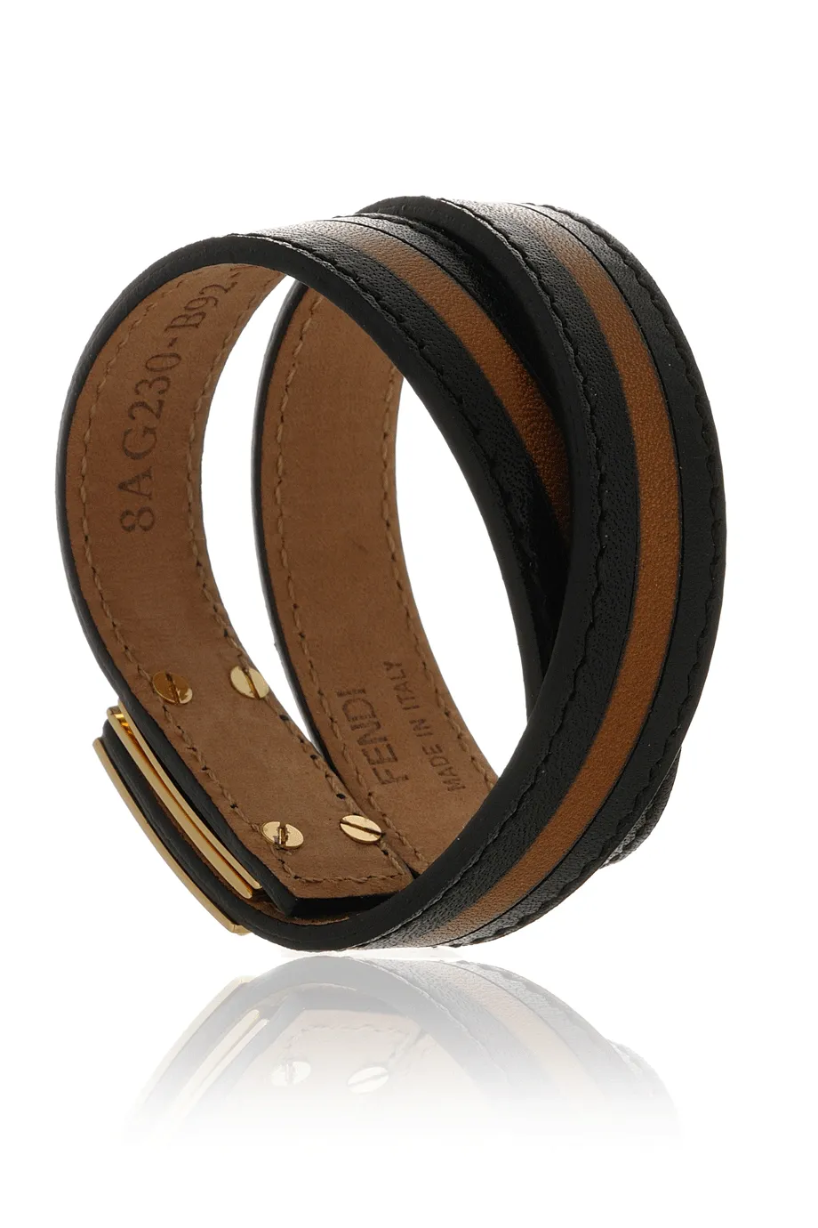 FENDI GOLDMINE Regimental Leather Bracelet