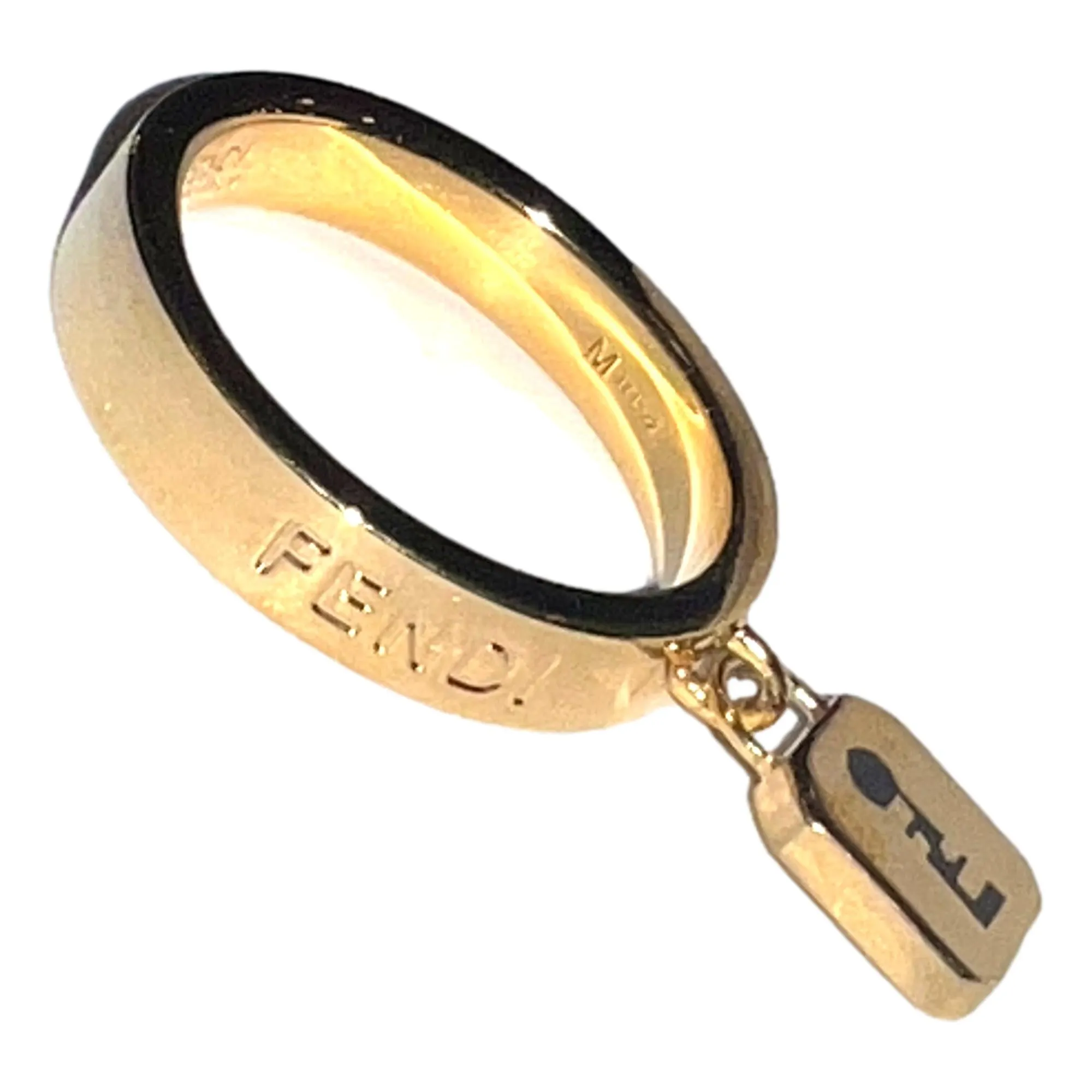 Fendi Master Key Pendant Gold Finish Metal Medium Fashion Ring