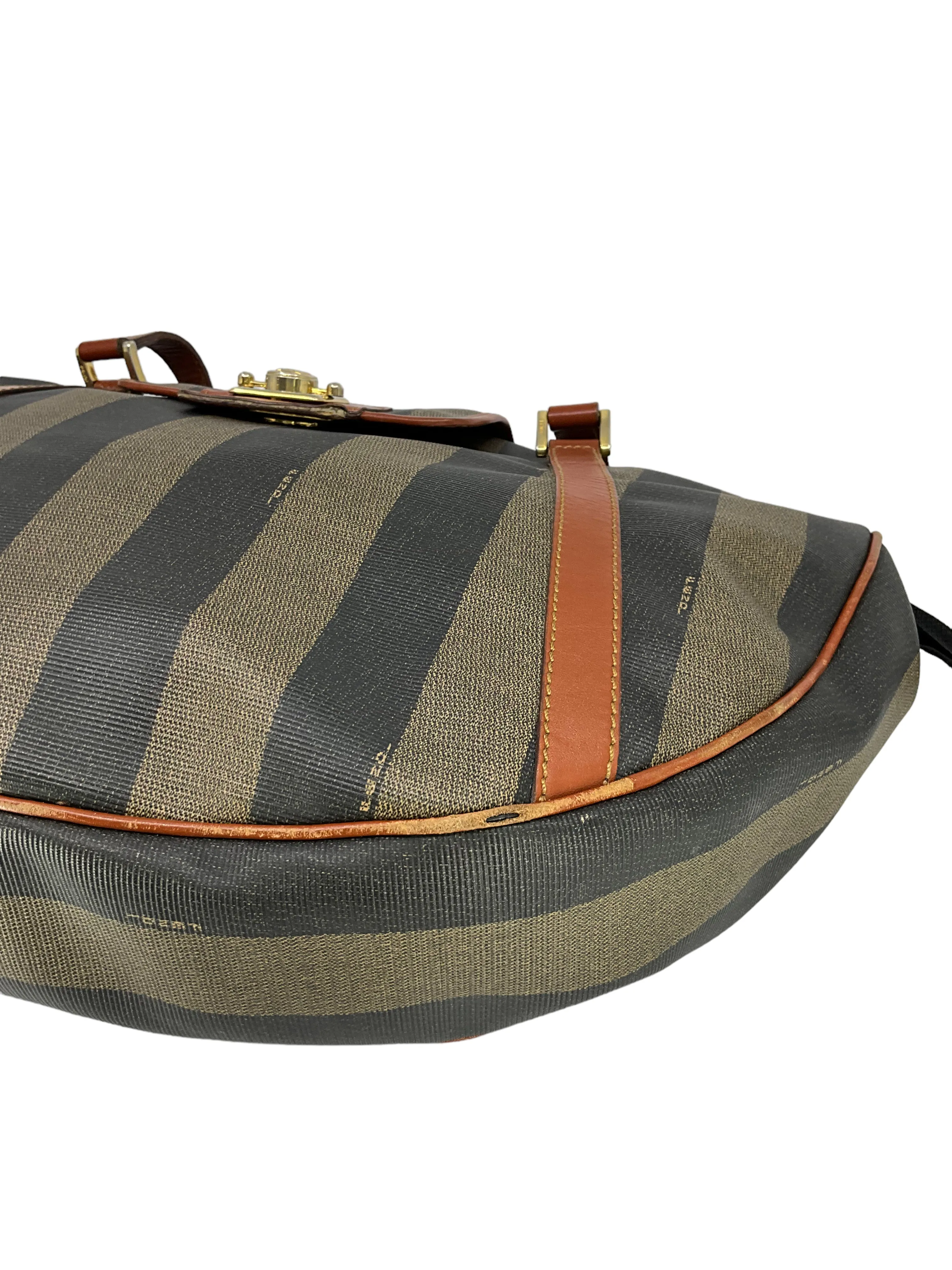 FENDI Vintage Pequin Striped Canvas Tote Bag