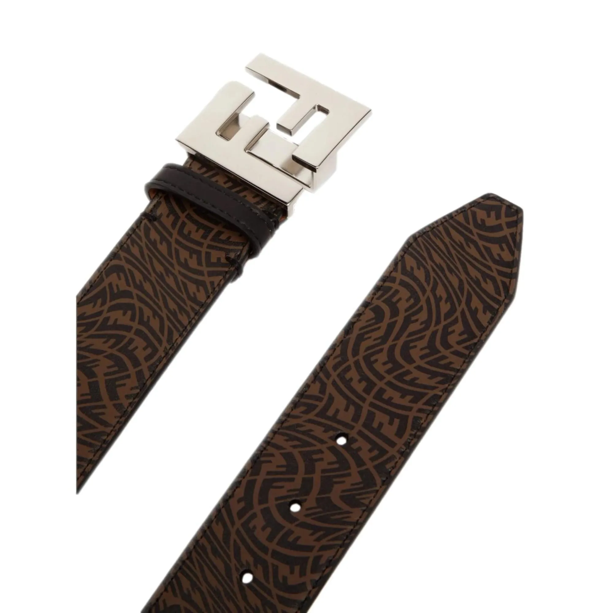 Fendi x Sarah Coleman Mens FF Vertigo Brown Leather Belt 110/44