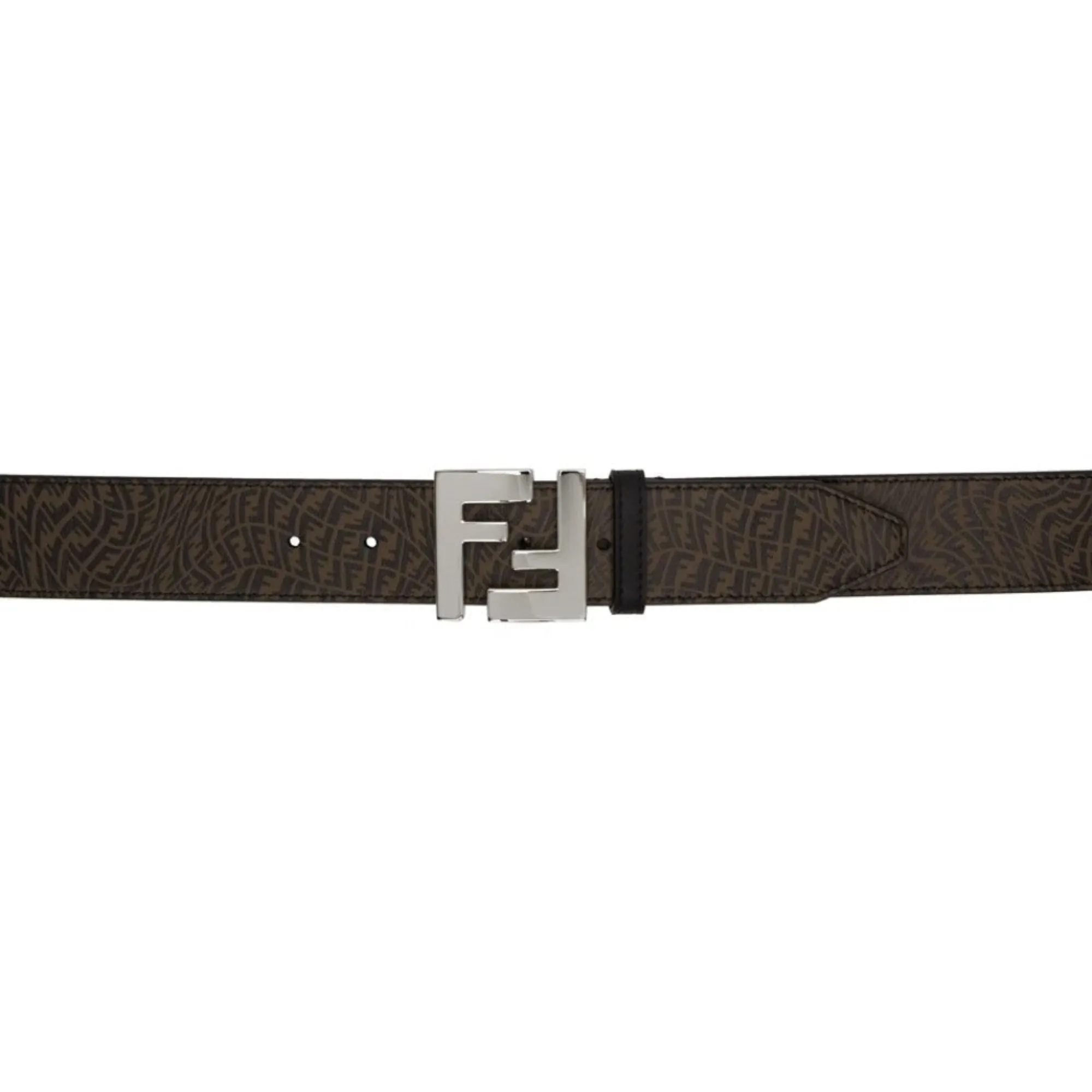 Fendi x Sarah Coleman Mens FF Vertigo Brown Leather Belt 110/44