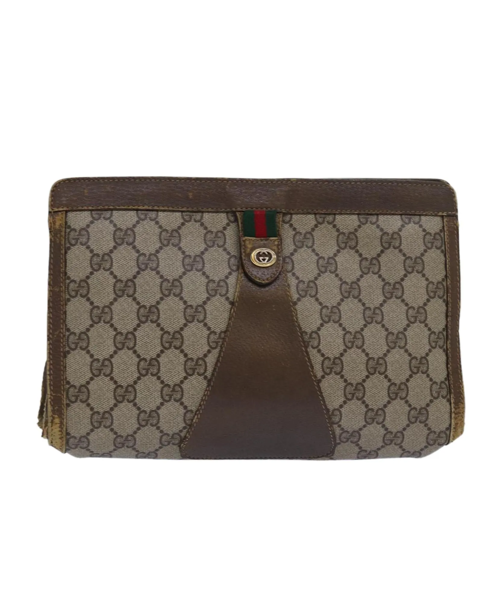 GG Supreme Web Sherry Line Clutch Bag in PVC Leather and GG Canvas