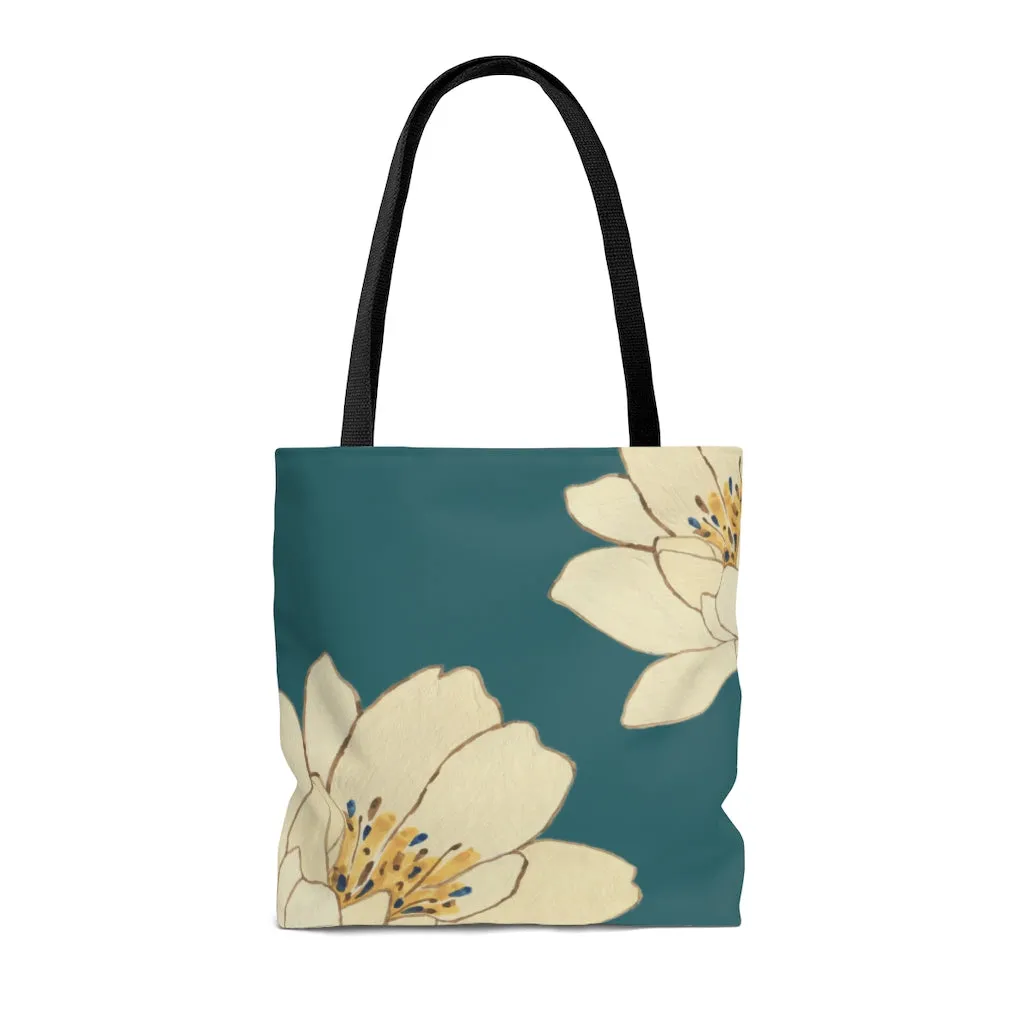 Green Floral Beach Shopper Tote Bag Medium