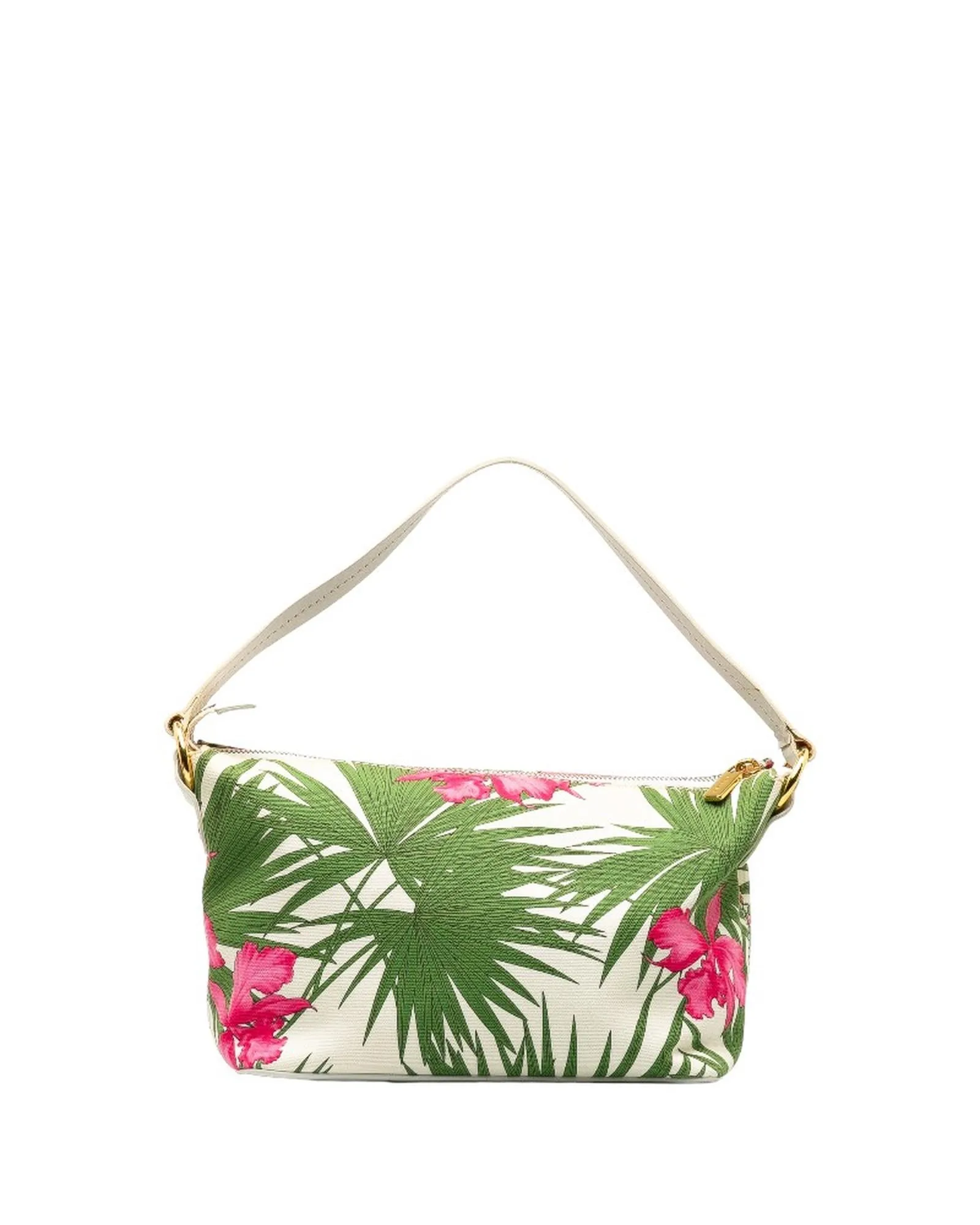 Green Palm and Floral Print Bag - B Condition