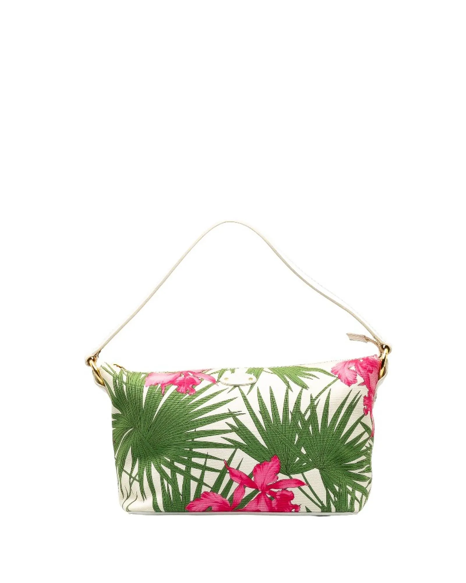 Green Palm and Floral Print Bag - B Condition