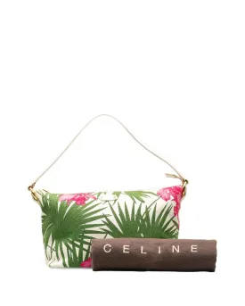 Green Palm and Floral Print Bag - B Condition