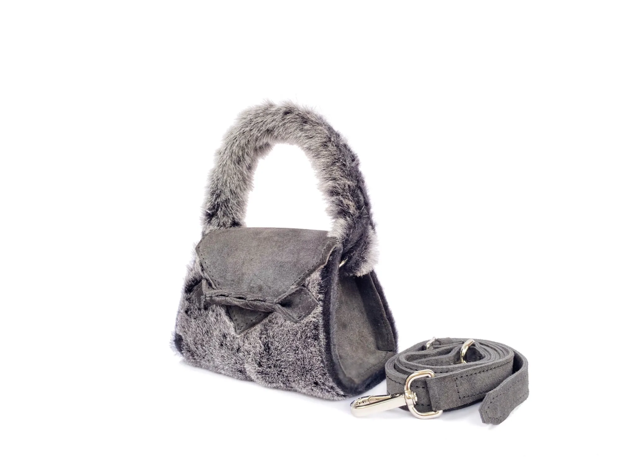 GREY FUR MIX MICRO ESE TOP HANDLE