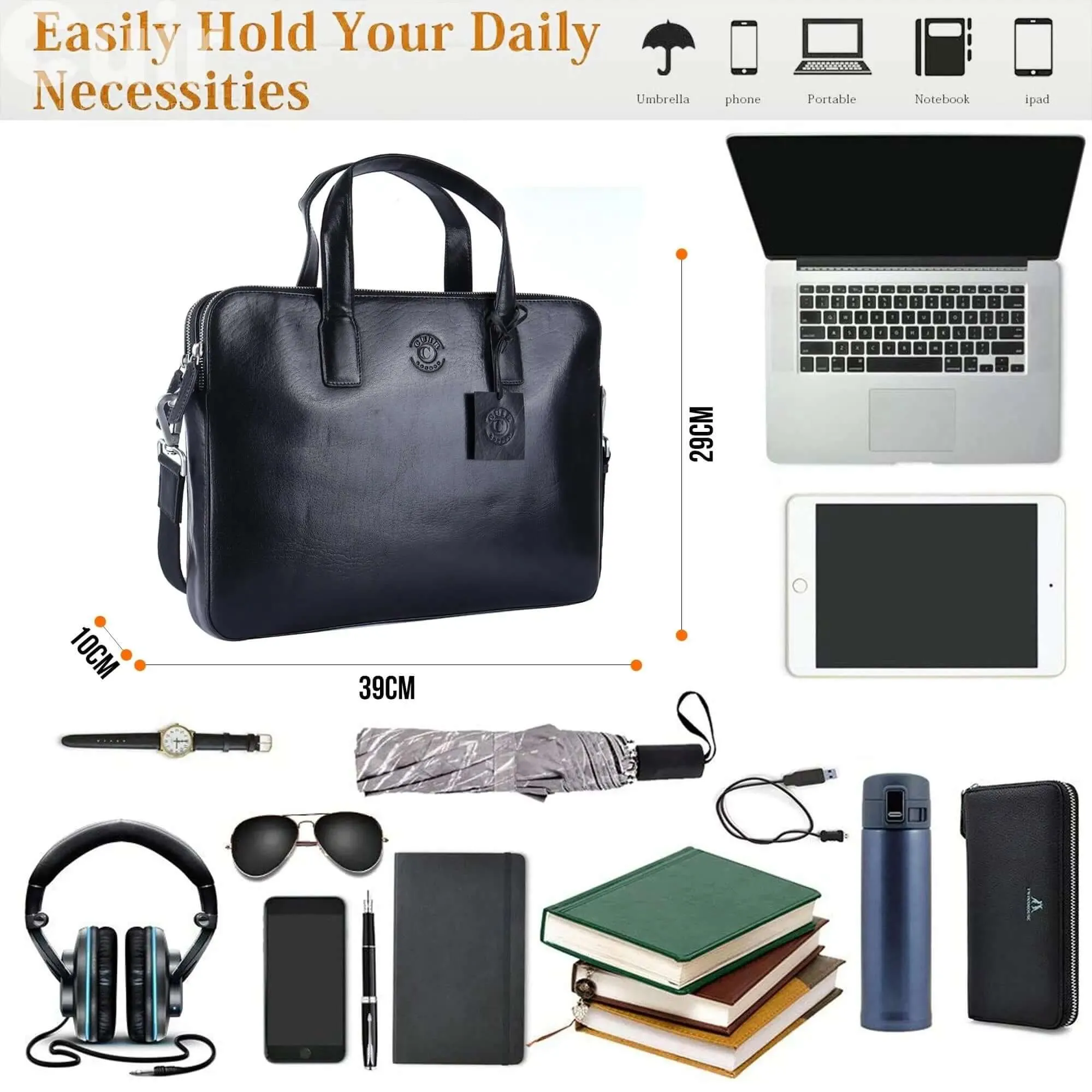 Handmade Black Laptop Bag - Stylish and Functional