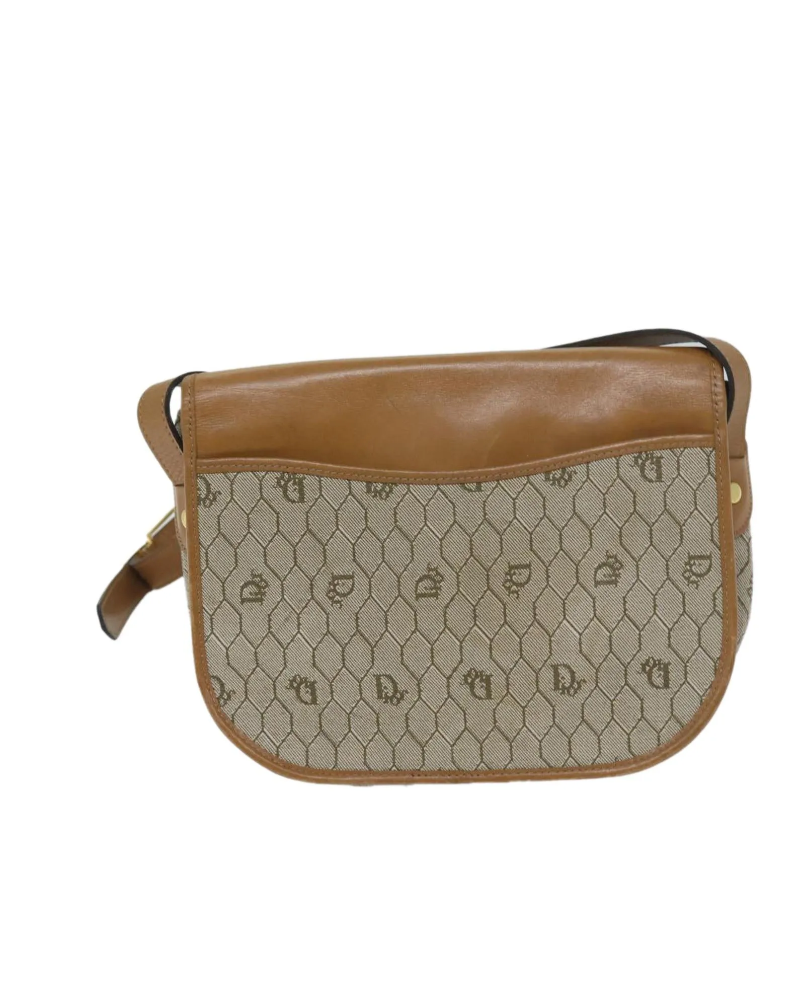 Honeycomb Canvas Shoulder Bag - Beige PVC Leather