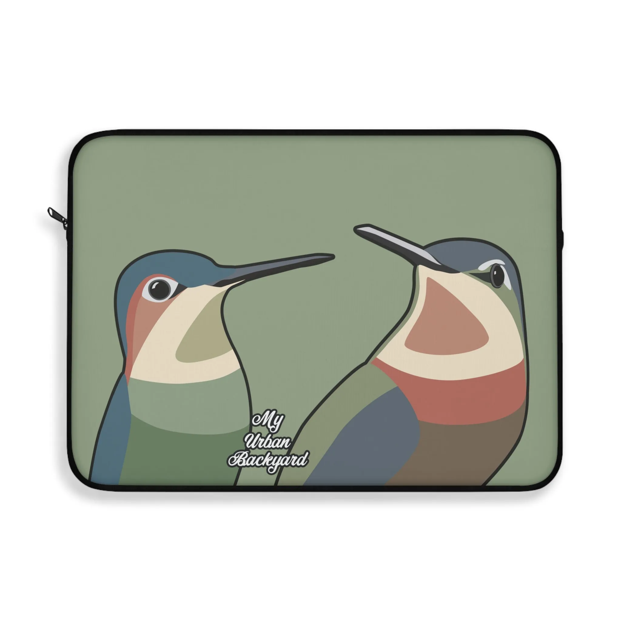 Hummingbirds on Sage Green, Laptop Carrying Case, Top Loading Sleeve for School or Work