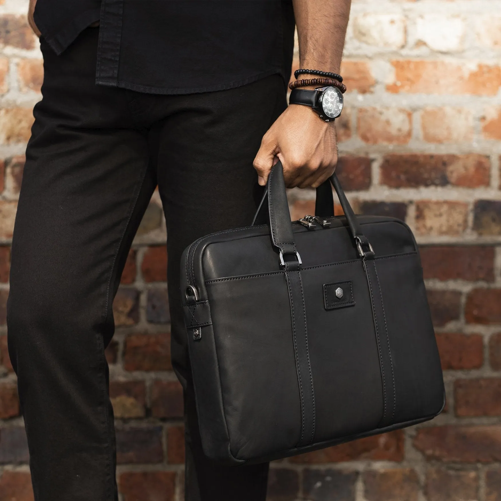 Jekyll & Hide Montana Slim Laptop Briefcase, Black