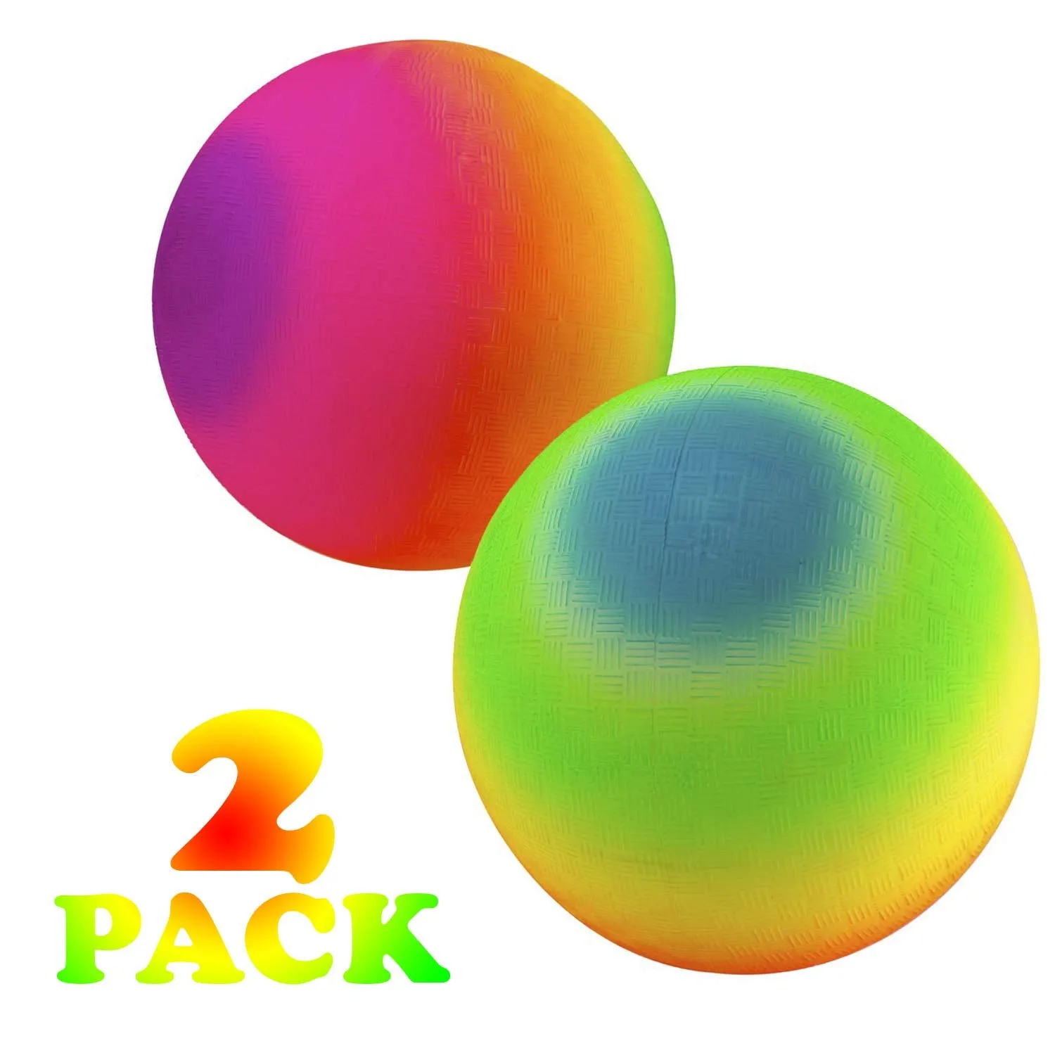 Kicko Rainbow Playground Balls - 2 Pack - 8.5 Inch - for Kids, Party Favors, Stocking