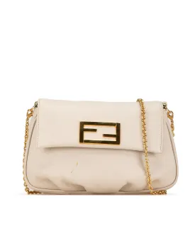 Leather Pochette Crossbody Bag with Chain Strap