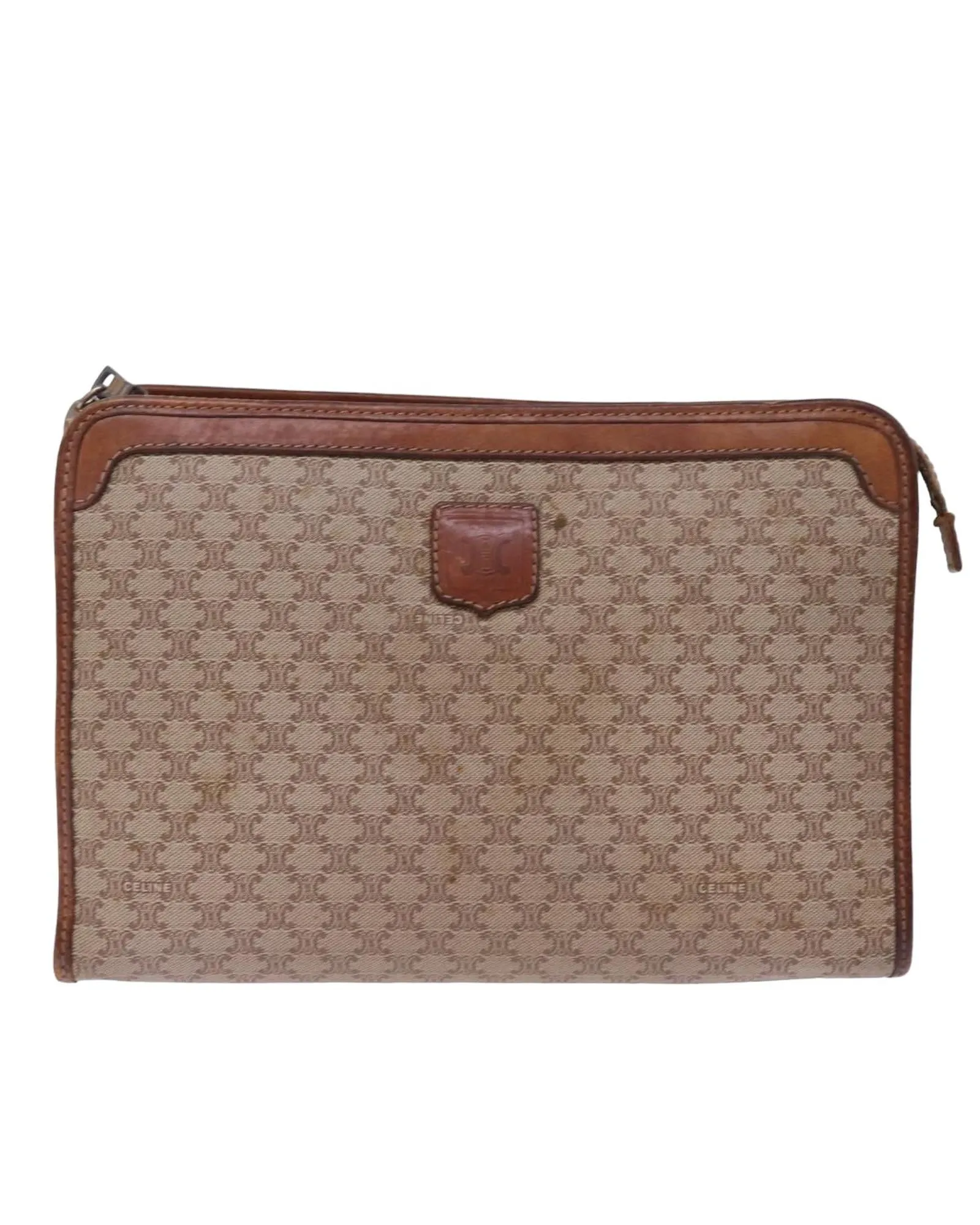 Macadam Canvas Clutch Bag with Metal Fittings