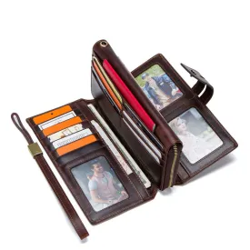 Men's Leather Wallet Leather Purse Hand Bag Clutch Bag Card Package Storage Bag For Gift