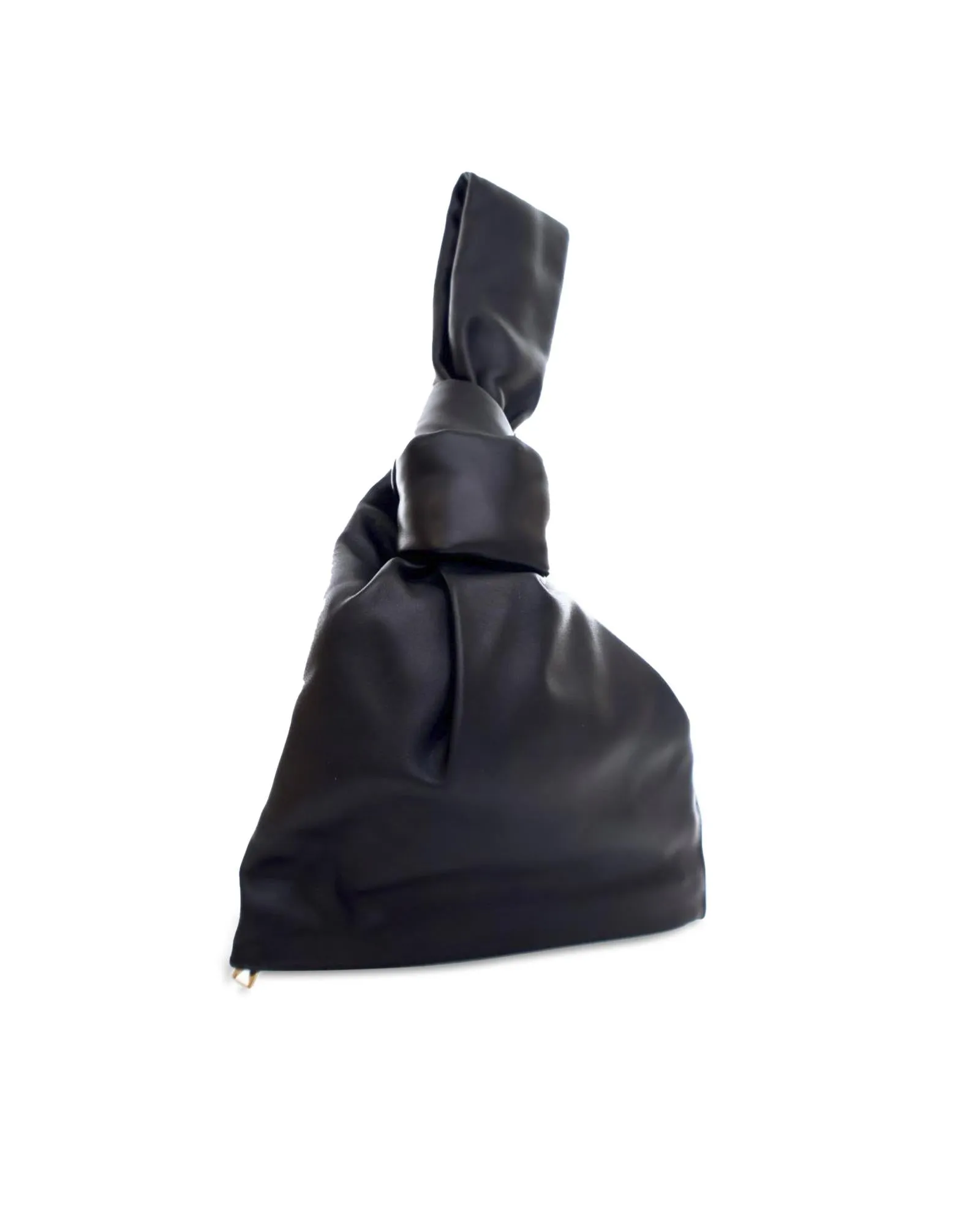 Mini Calfskin Twist Bag with Leather Handle and Bottom Zip Closure