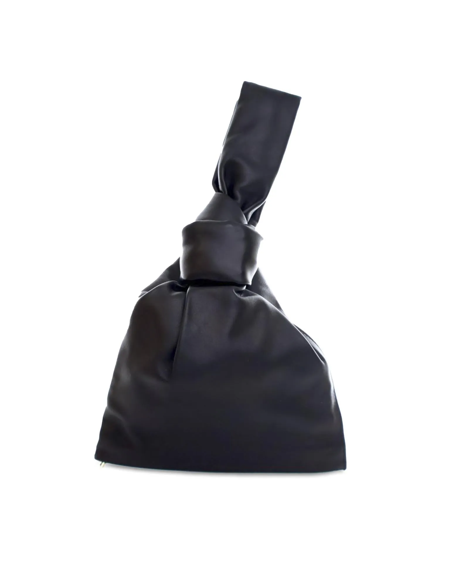 Mini Calfskin Twist Bag with Leather Handle and Bottom Zip Closure