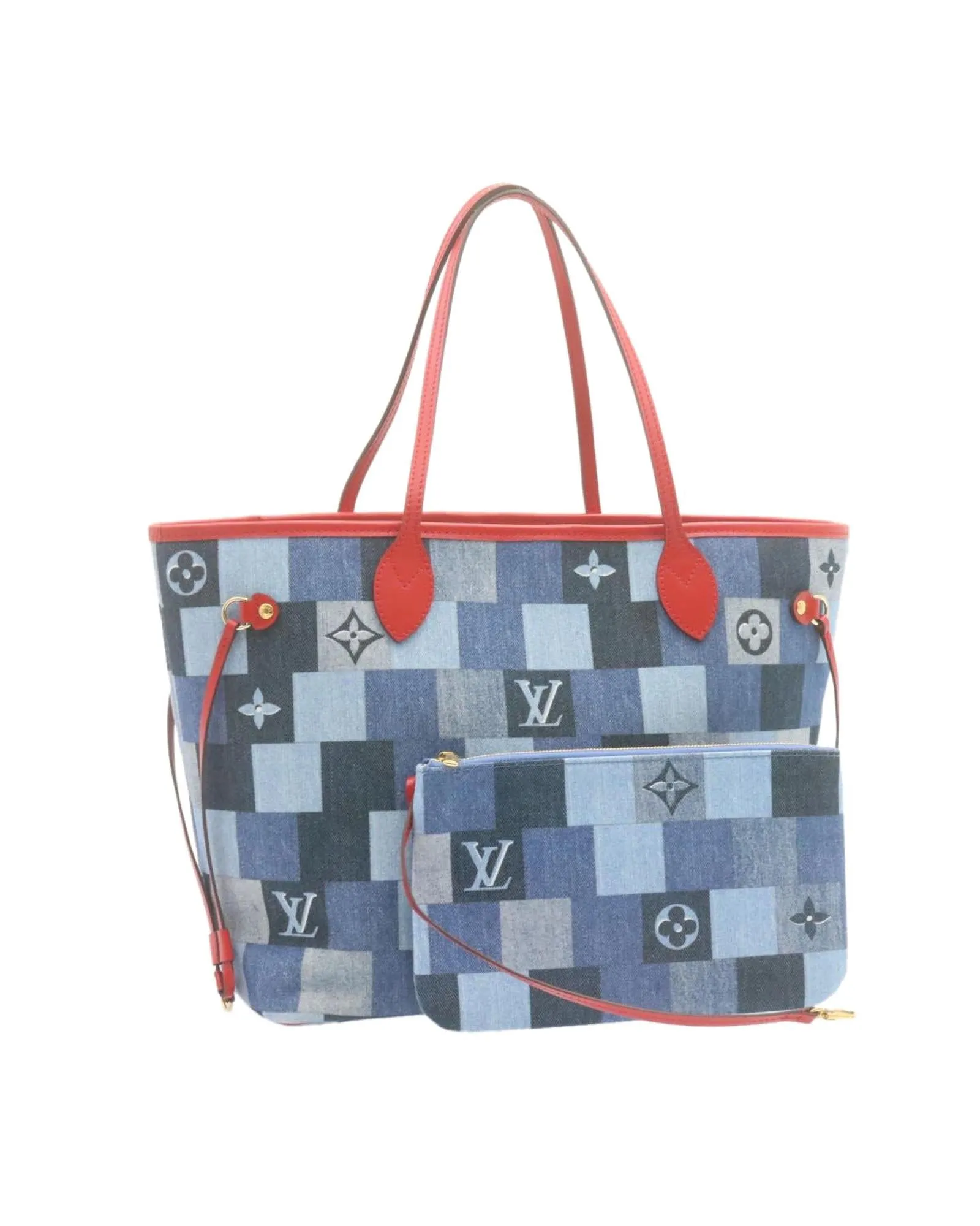 Monogram Denim Neverfull MM Tote Bag