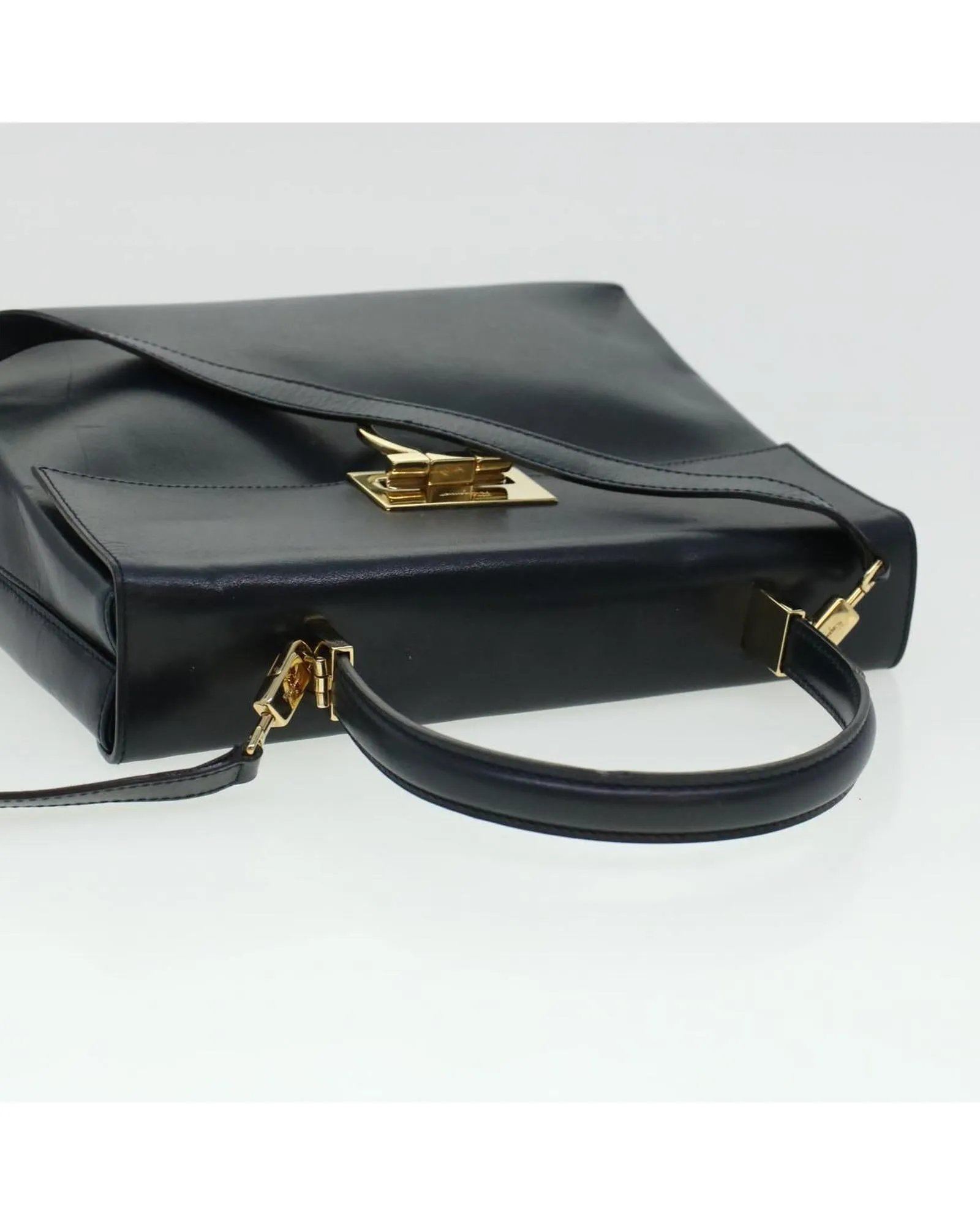 Navy Leather Gancini Shoulder Bag - BC Rank