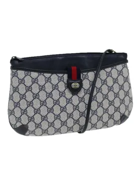 Navy Red GG Supreme Shoulder Bag with PVC Leather and Canvas Material