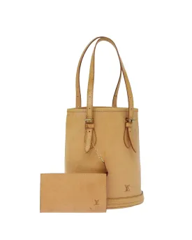 Nomad Leather Bucket Shoulder Bag Beige