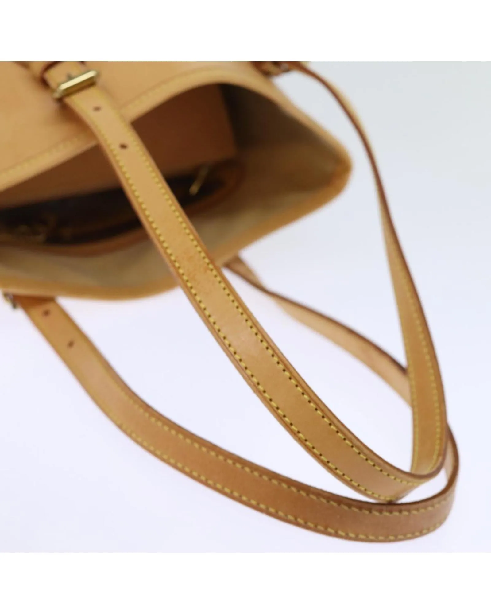 Nomad Leather Bucket Shoulder Bag Beige