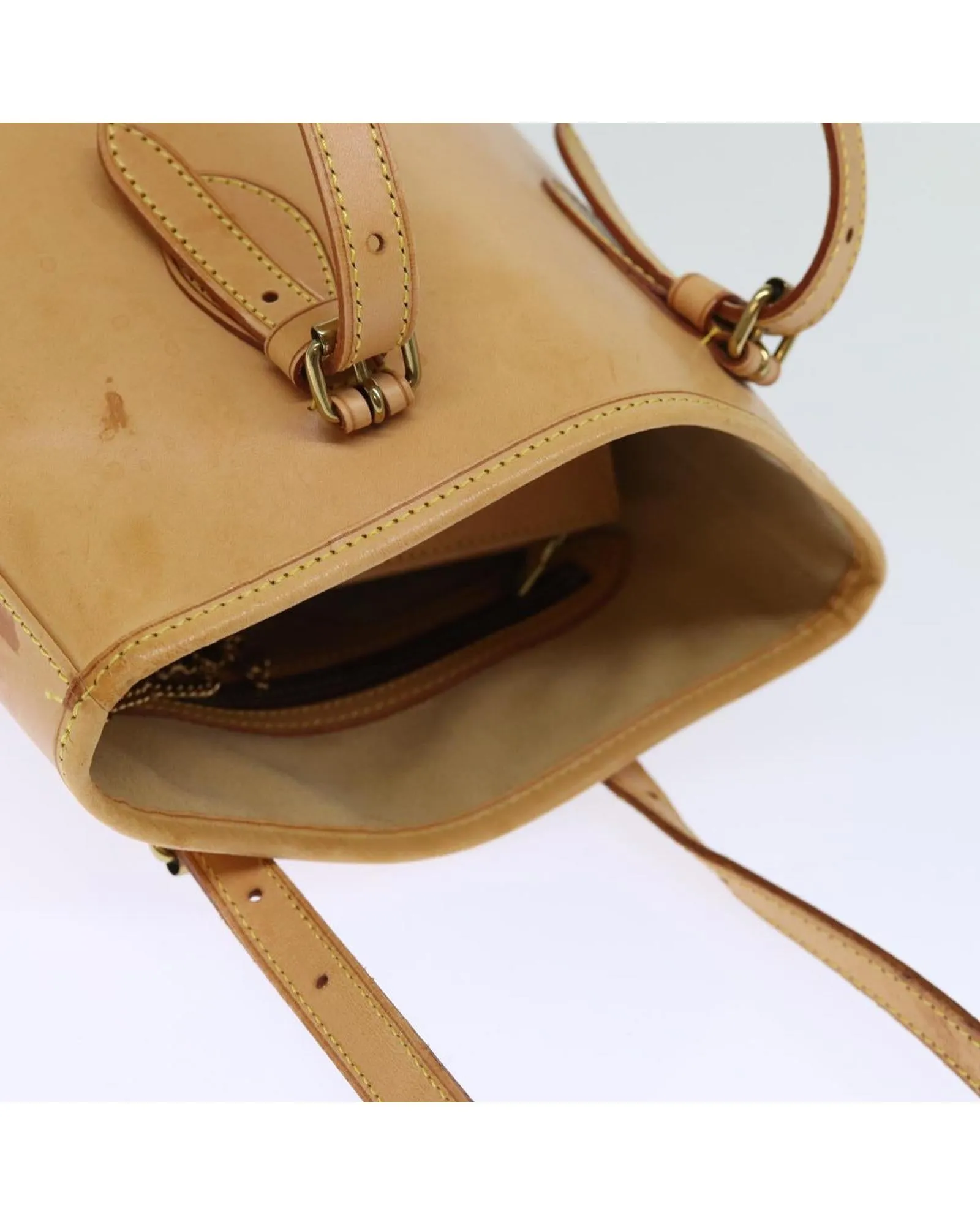 Nomad Leather Bucket Shoulder Bag Beige