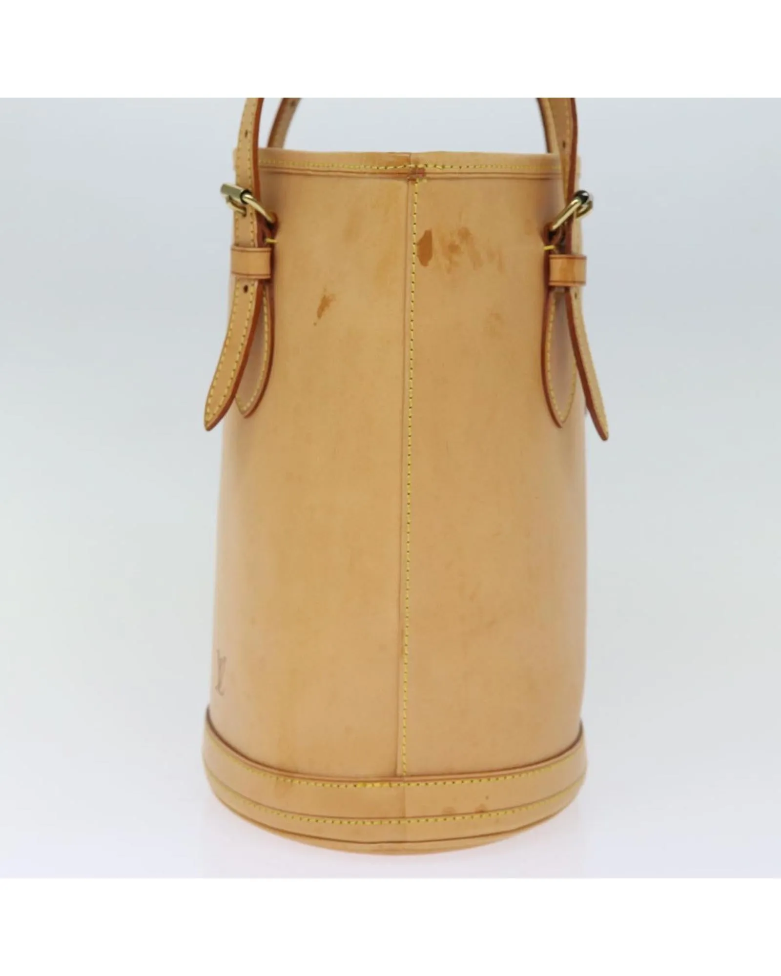 Nomad Leather Bucket Shoulder Bag Beige