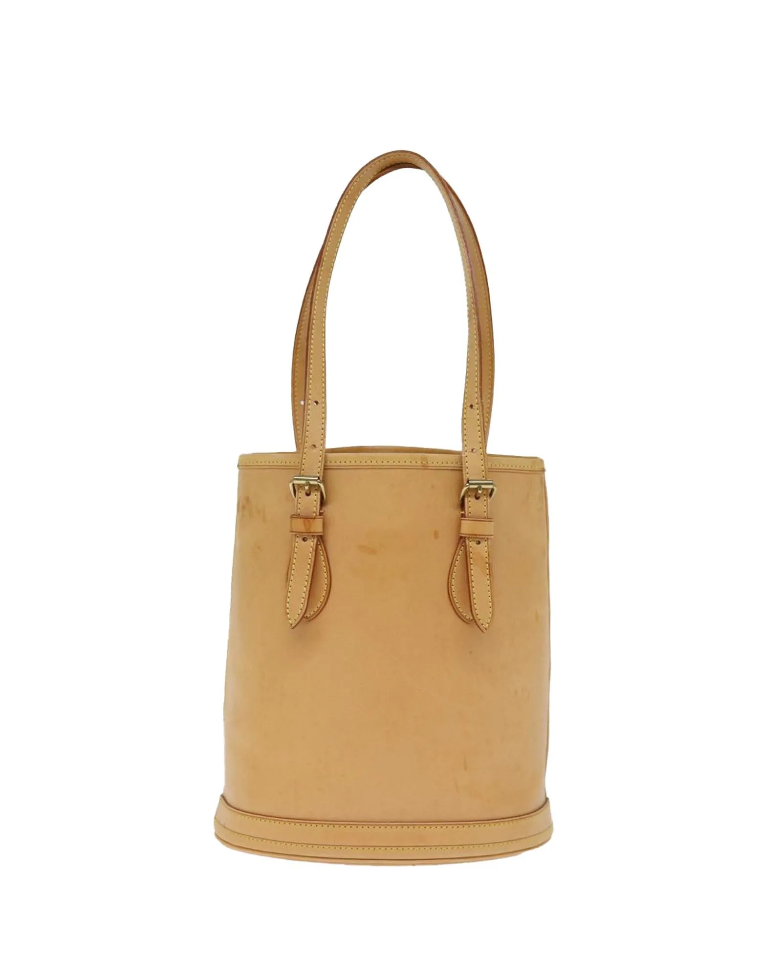 Nomad Leather Bucket Shoulder Bag Beige