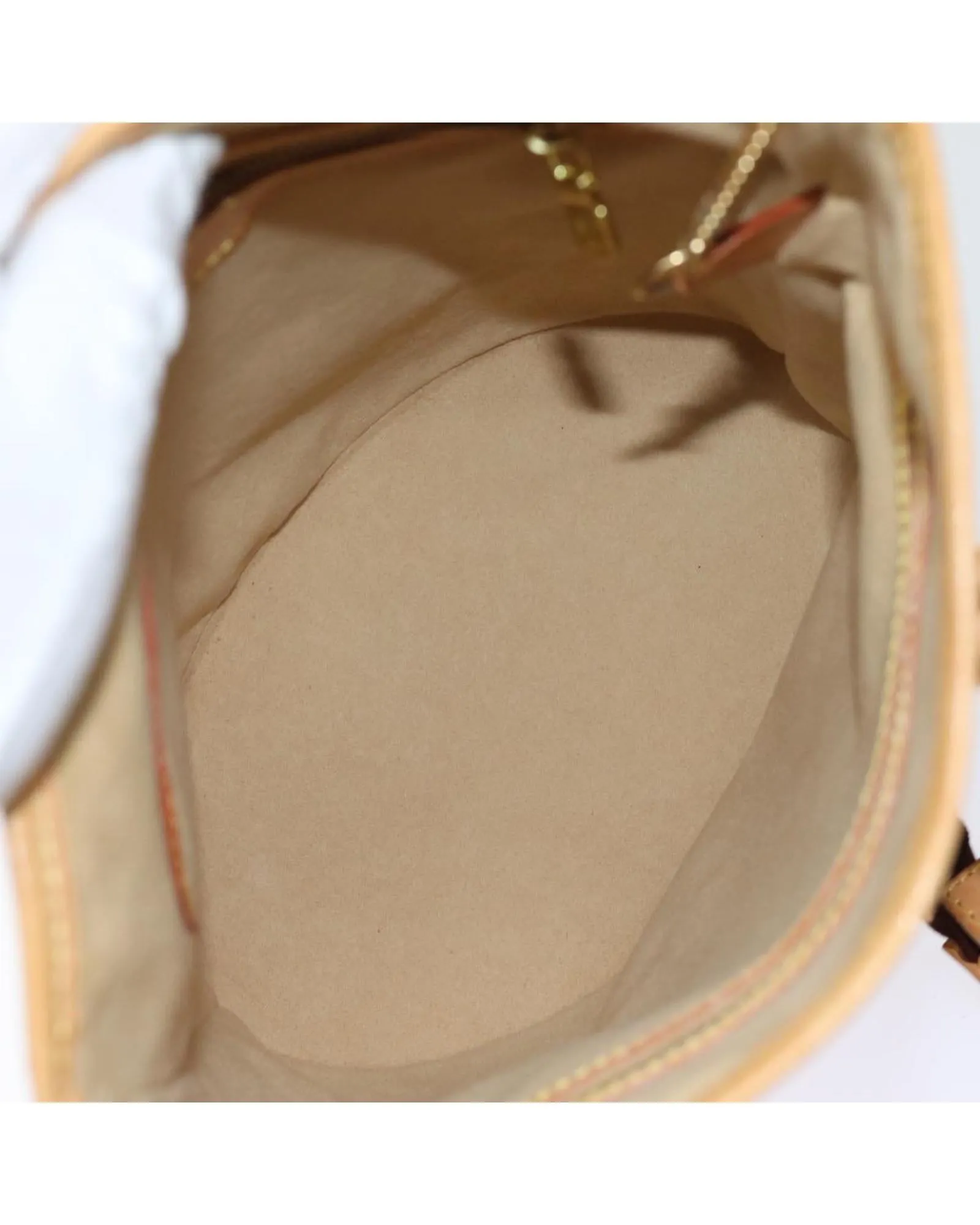 Nomad Leather Bucket Shoulder Bag Beige